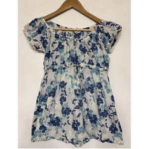 Aeropostale White Floral Babydoll Top Small Y2K Boho